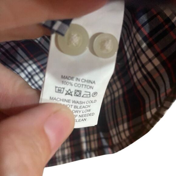 Jack Spade NWT red check wovens navy dress shirt button down large - Picture 6 of 7